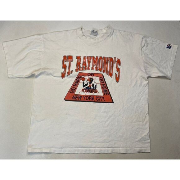 VINTAGE St Raymond's New York City Graphic T-shirt Men XXL White USA 90s - Picture 1 of 12